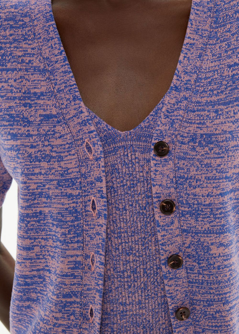 Whistles Short Sleeve Twist Cardigan Blue / Multicolor | US-78413JFXS