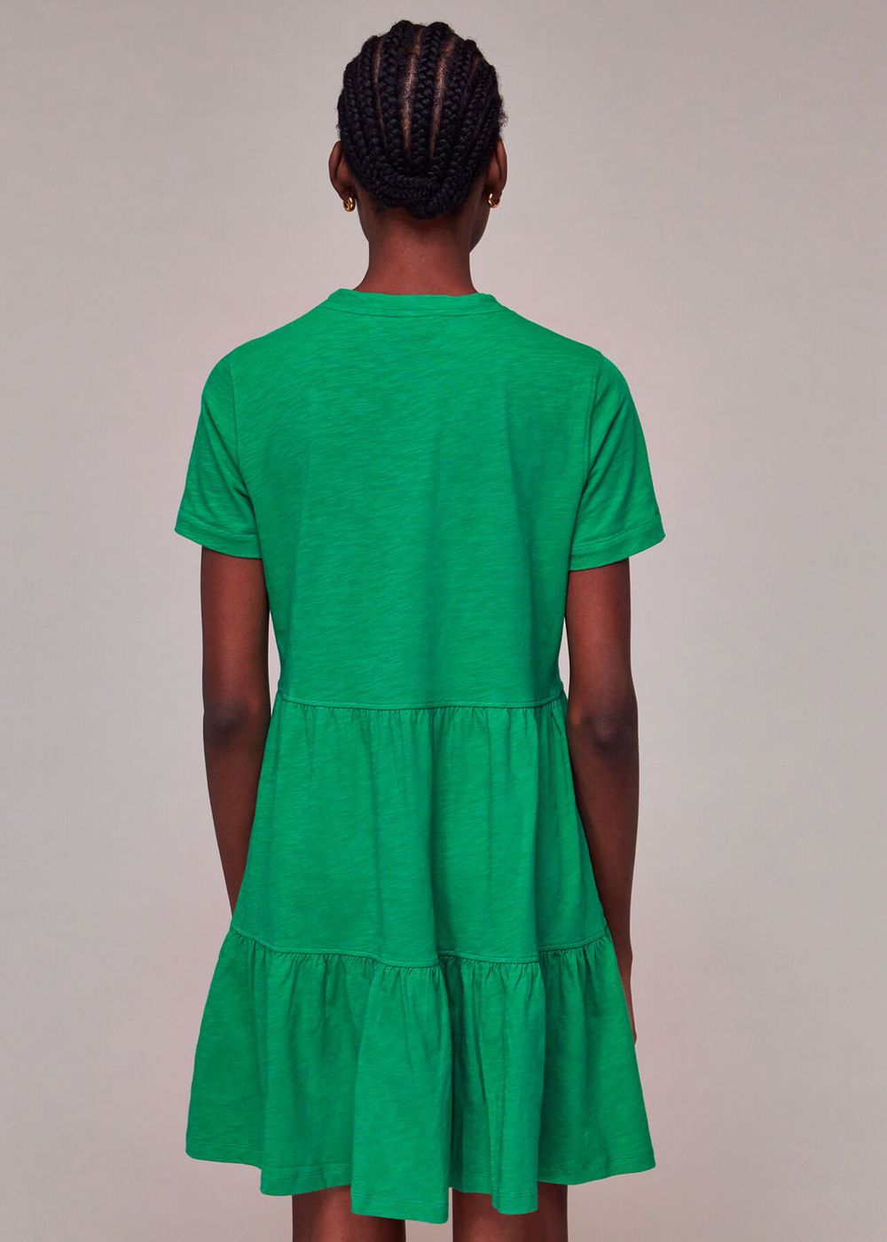 Whistles Short Tiered Jersey Dress Green | US-70538HUQM