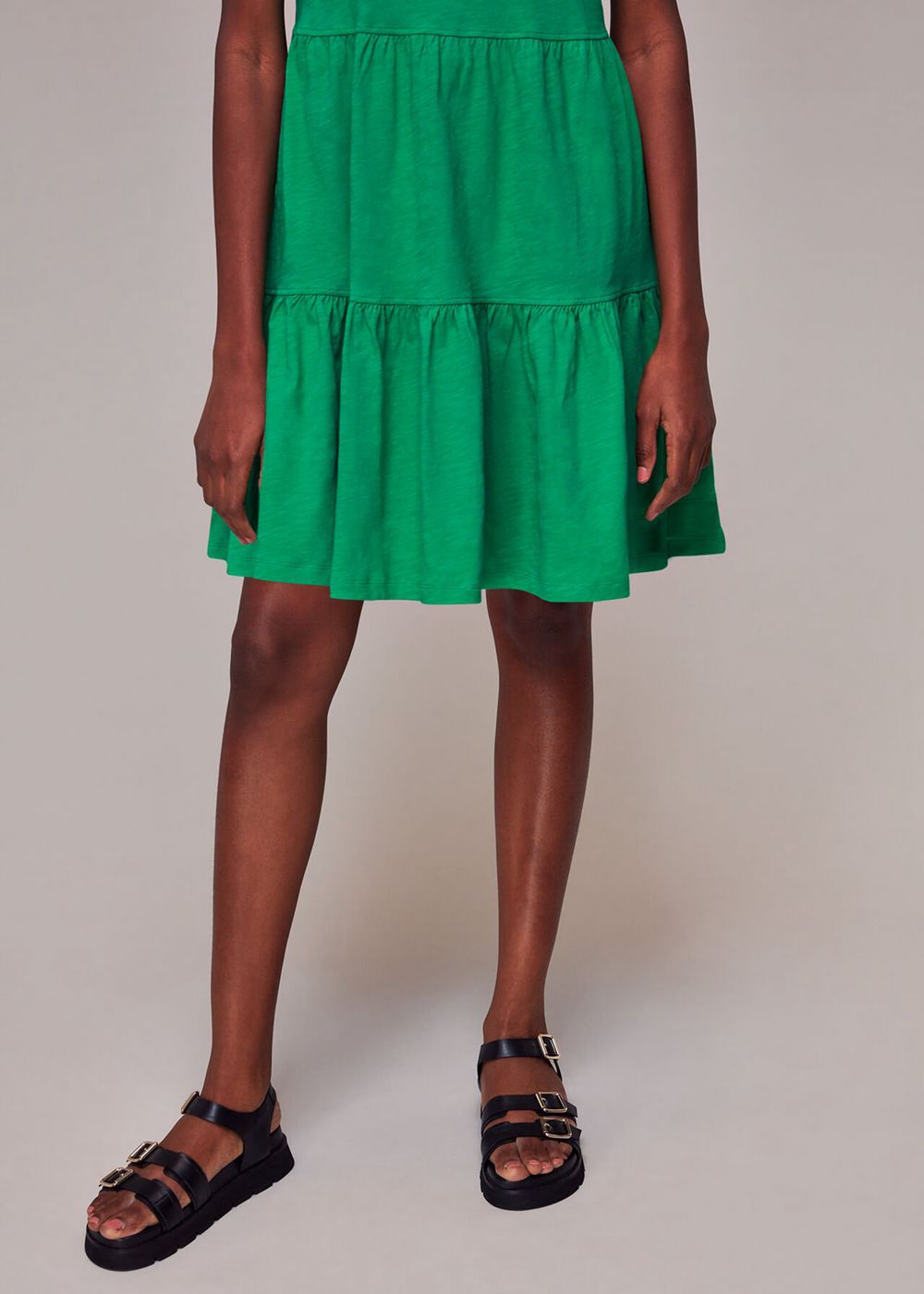 Whistles Short Tiered Jersey Dress Green | US-70538HUQM