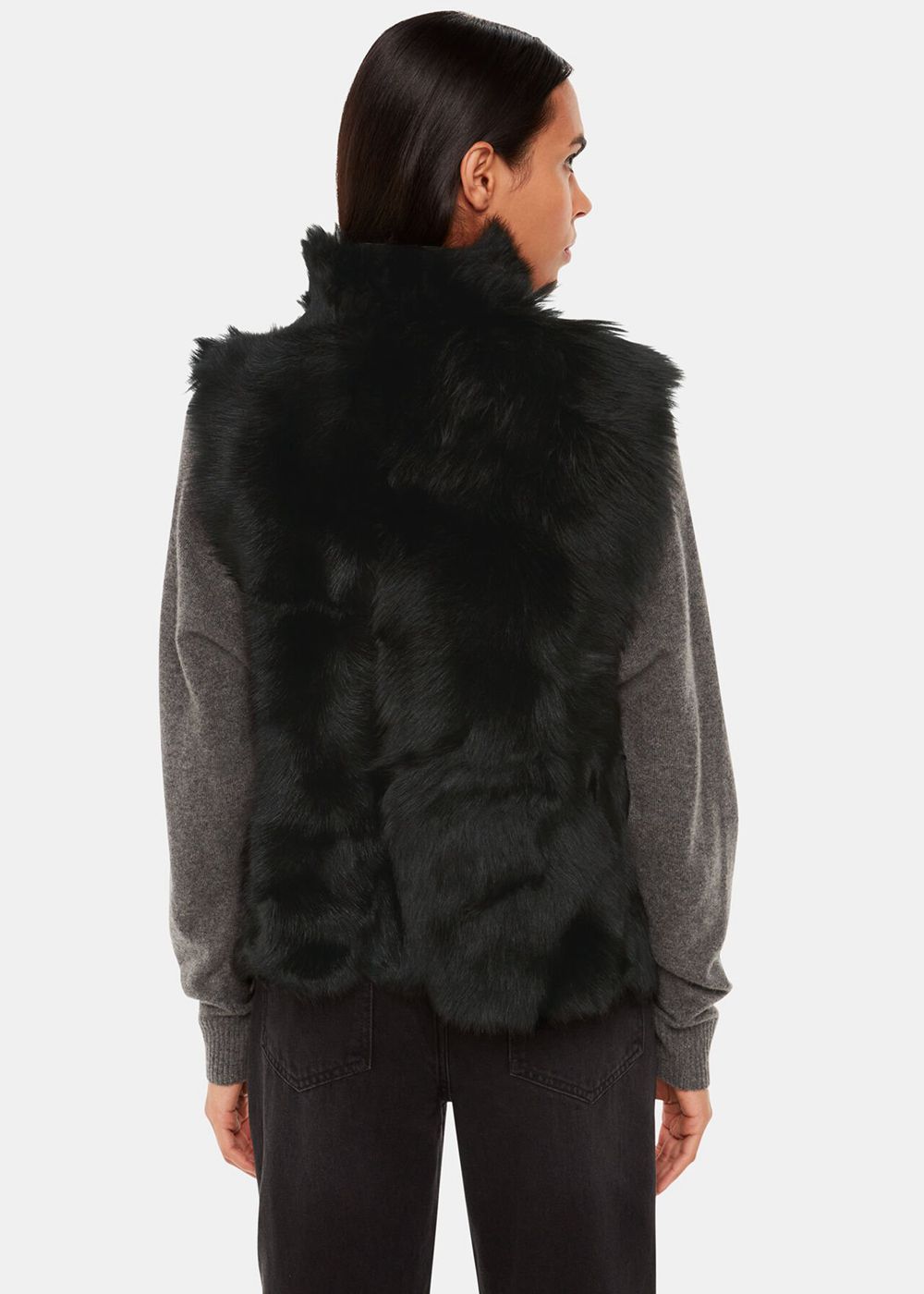 Whistles Short Toscana Sheepskin Vest Black | US-76439ULYF