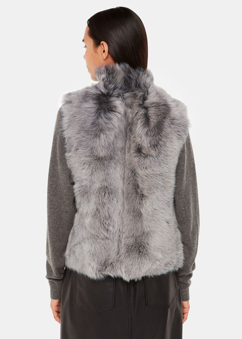 Whistles Short Toscana Sheepskin Vest Grey | US-16589UTWB