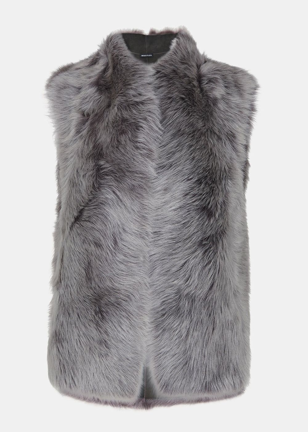 Whistles Short Toscana Sheepskin Vest Grey | US-16589UTWB