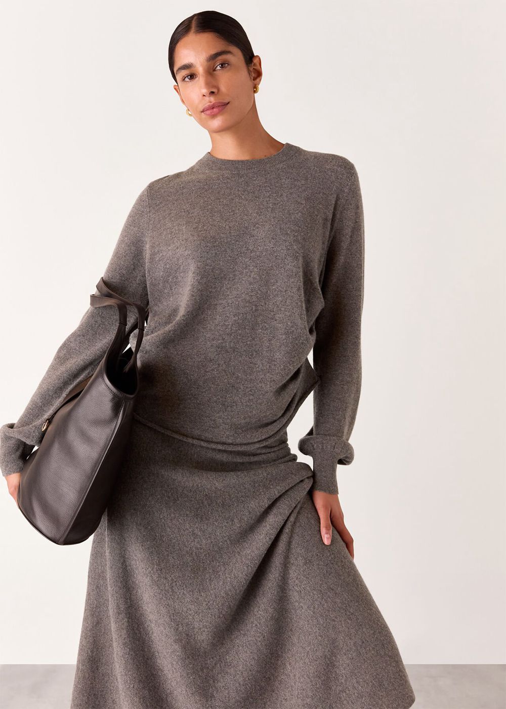 Whistles Side Ruched Detail Sweater Grey Brown | US-21940PYJH