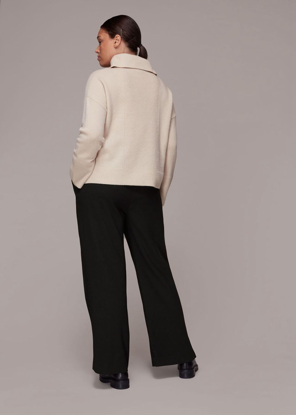 Whistles Side Split Crepe Pants Black | US-98371JZKG