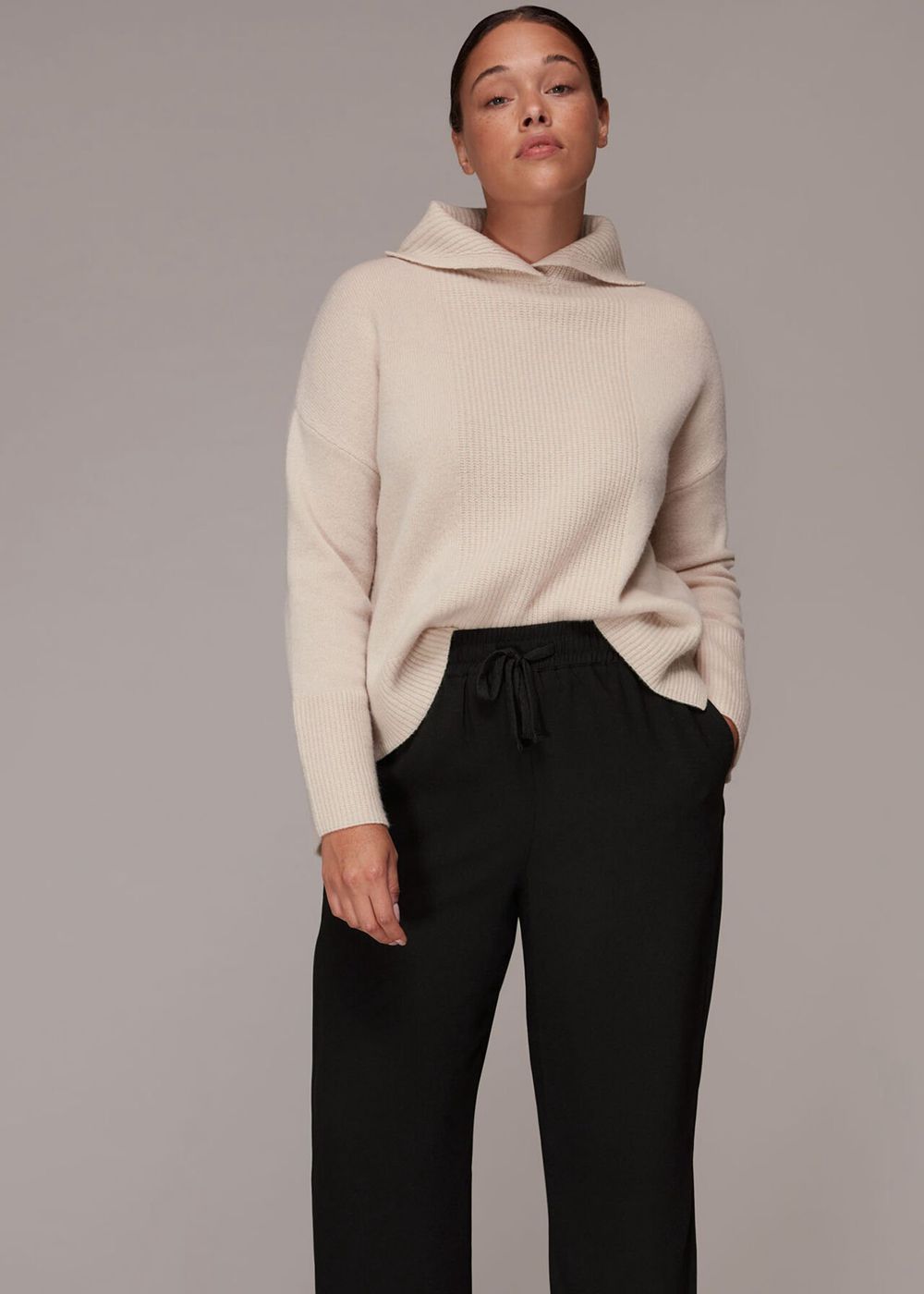 Whistles Side Split Crepe Pants Black | US-98371JZKG