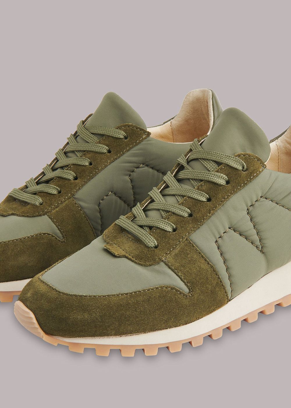 Whistles Silas Padded Runner Sneakers Khaki | US-12906OIUQ