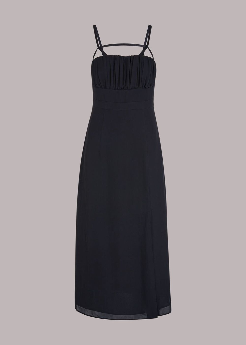 Whistles Silk Cut Out Detail Slip Dress Black | US-17968BXOD