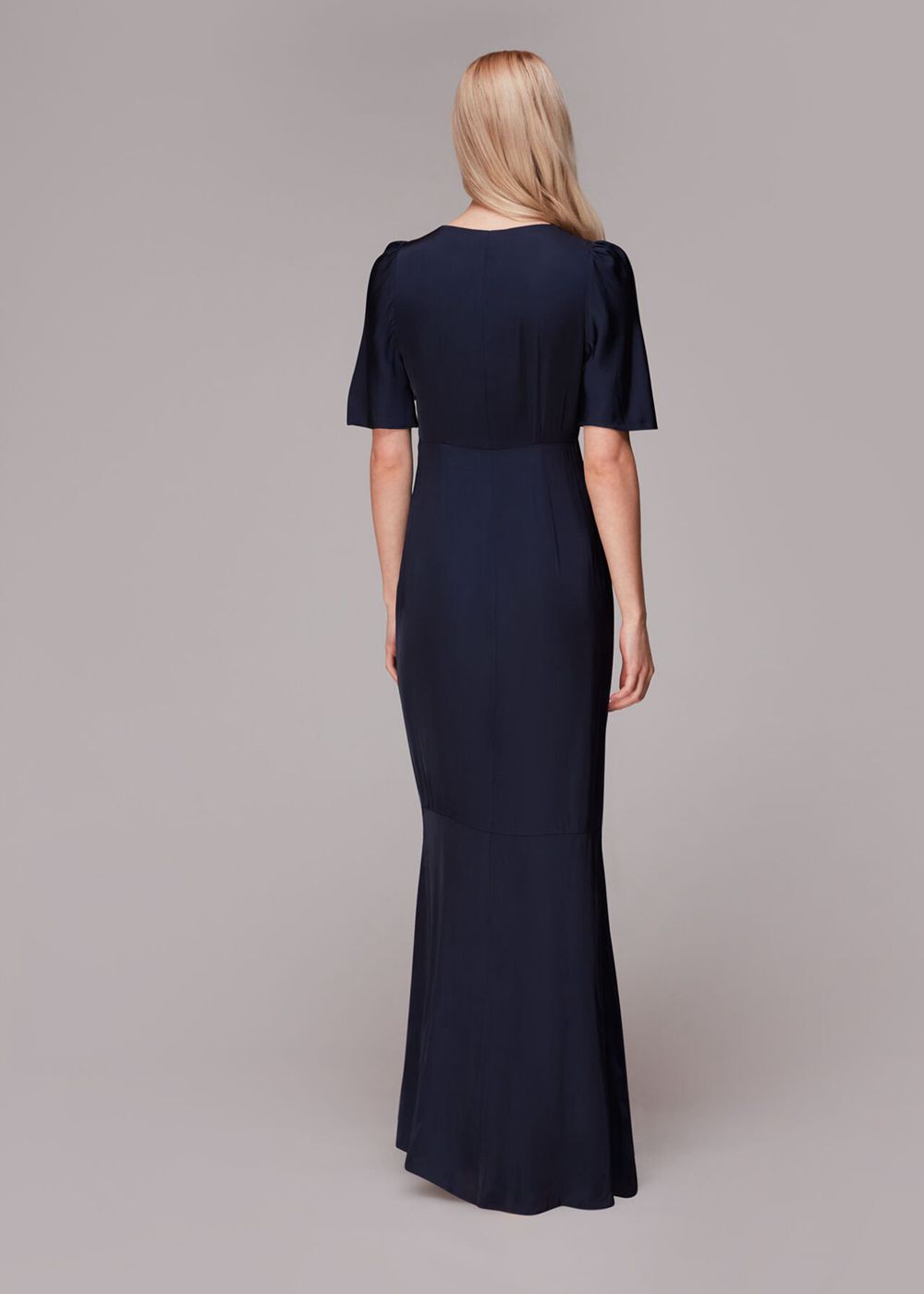 Whistles Simone Satin Maxi Dress Navy | US-61053JBLZ