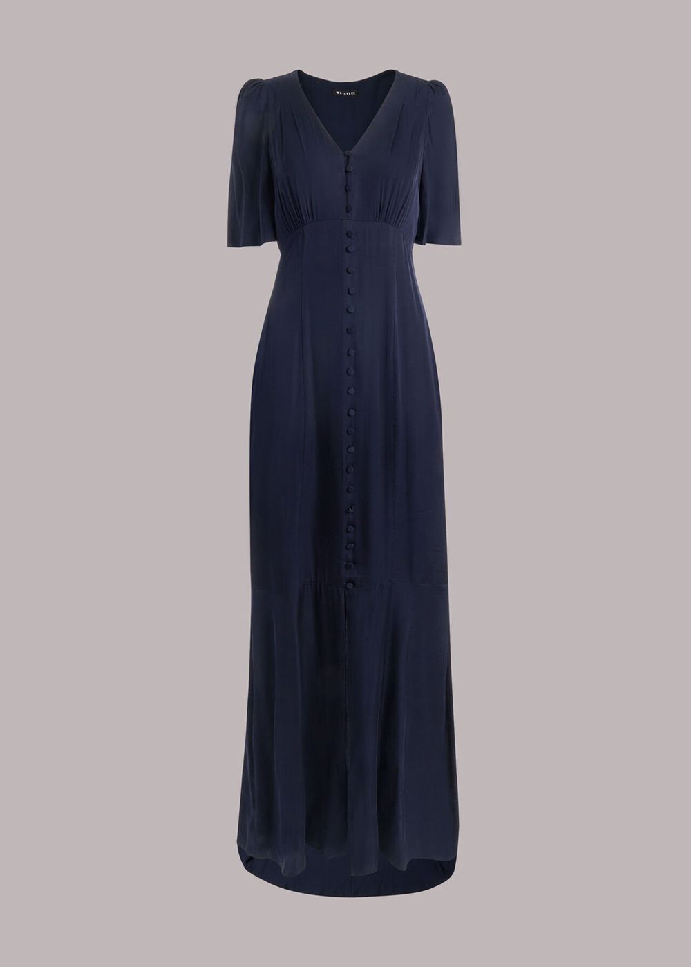 Whistles Simone Satin Maxi Dress Navy | US-61053JBLZ