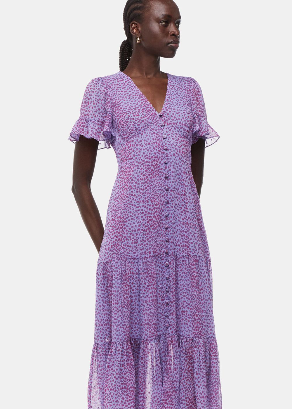 Whistles Sketched Cheetah Dobby Dress Purple / Multicolor | US-25184RTBC