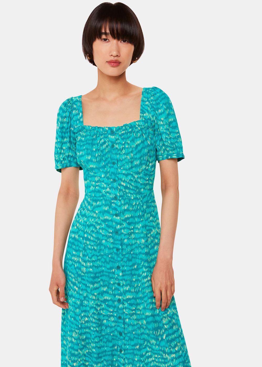 Whistles Sketched Grass Midi Dress Green / Multicolor | US-53268MNUS