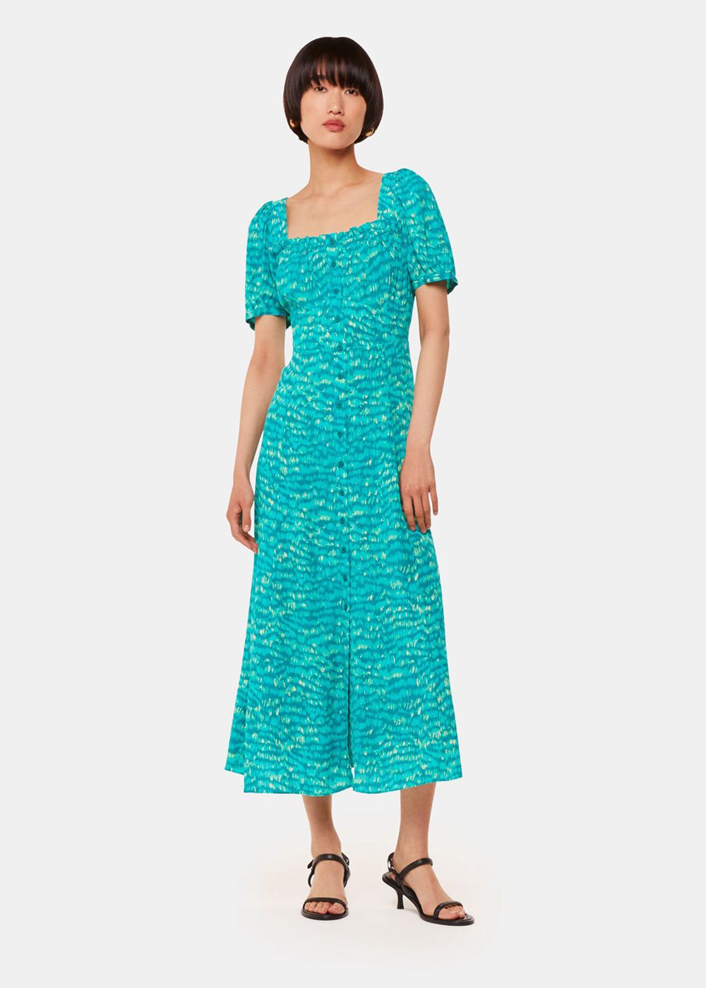 Whistles Sketched Grass Midi Dress Green / Multicolor | US-53268MNUS