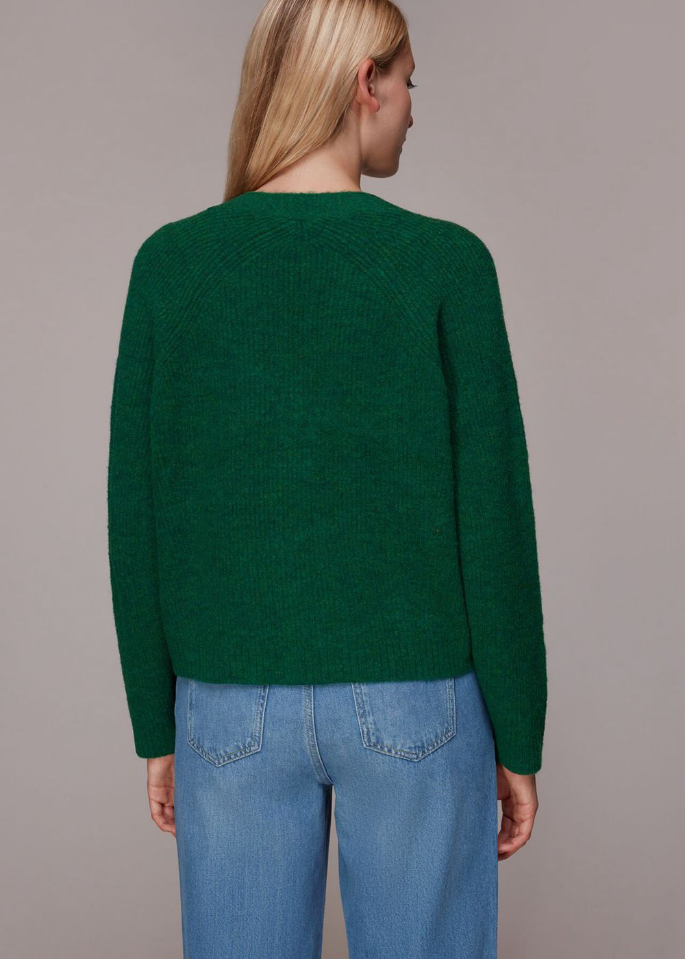 Whistles Skye Ribbed Cardigan Green | US-57094UDSP