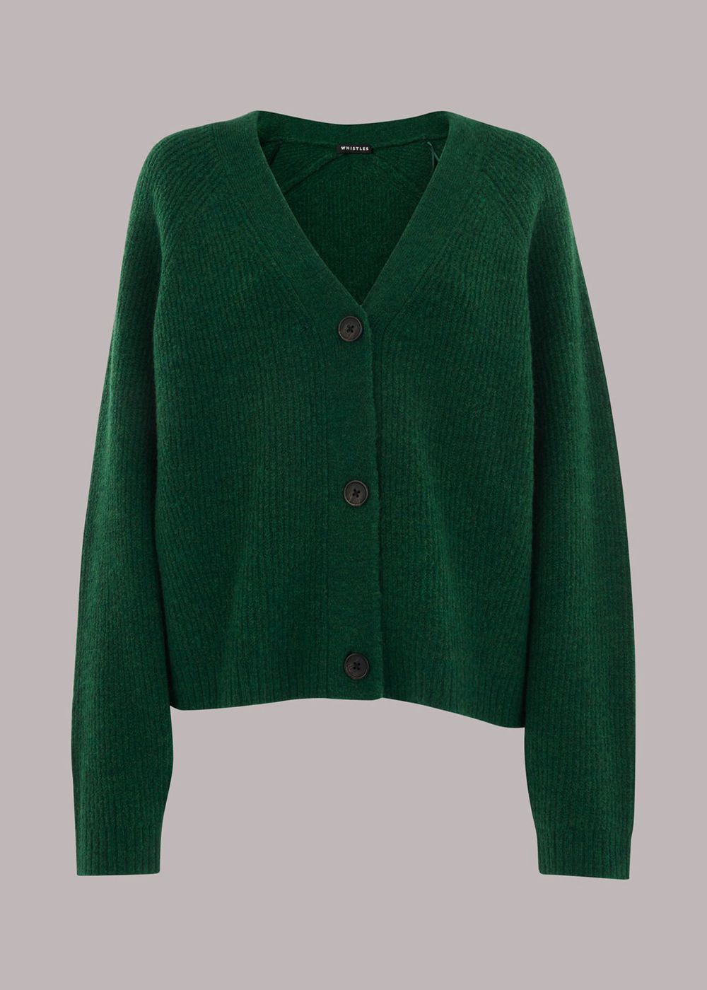 Whistles Skye Ribbed Cardigan Green | US-57094UDSP