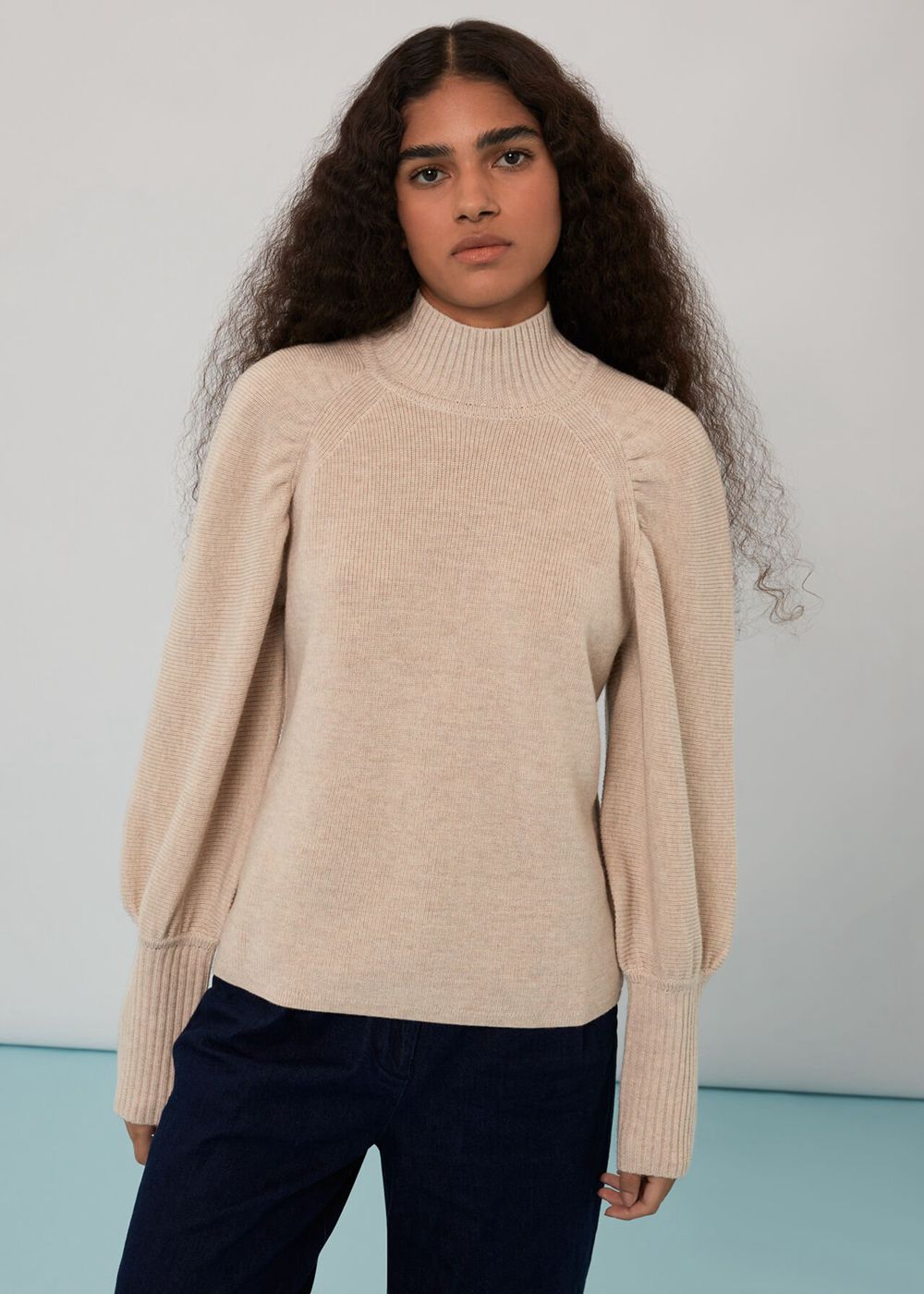 Whistles Sleeve Detail Fashioned Knitwear Beige | US-14329PWOB