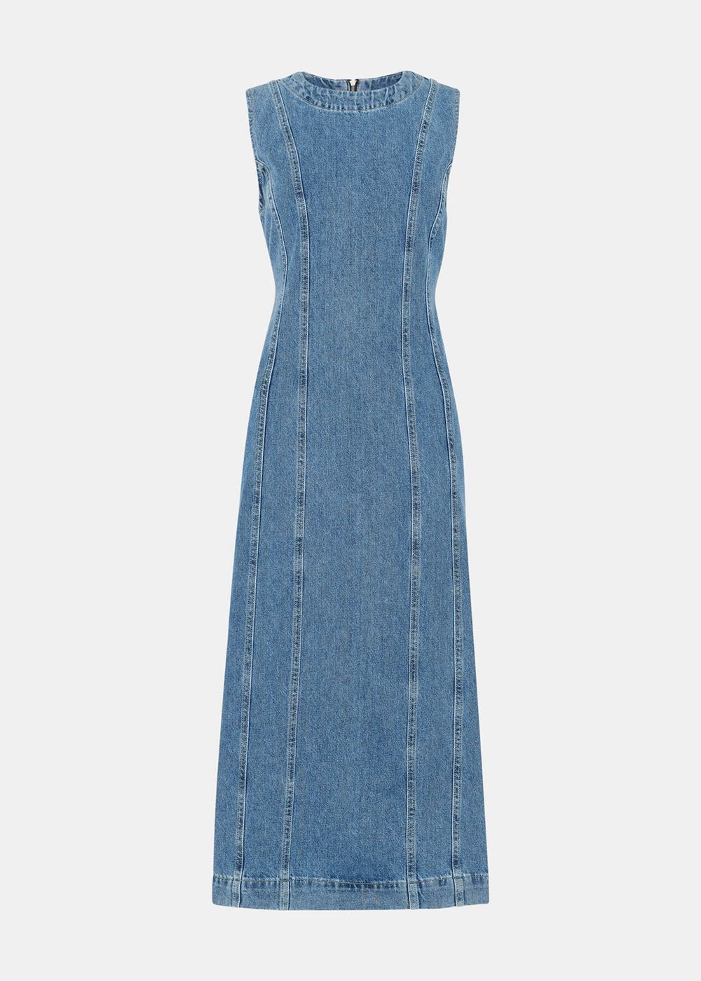 Whistles Sleeveless Denim Midi Dress Blue | US-19306FIGJ