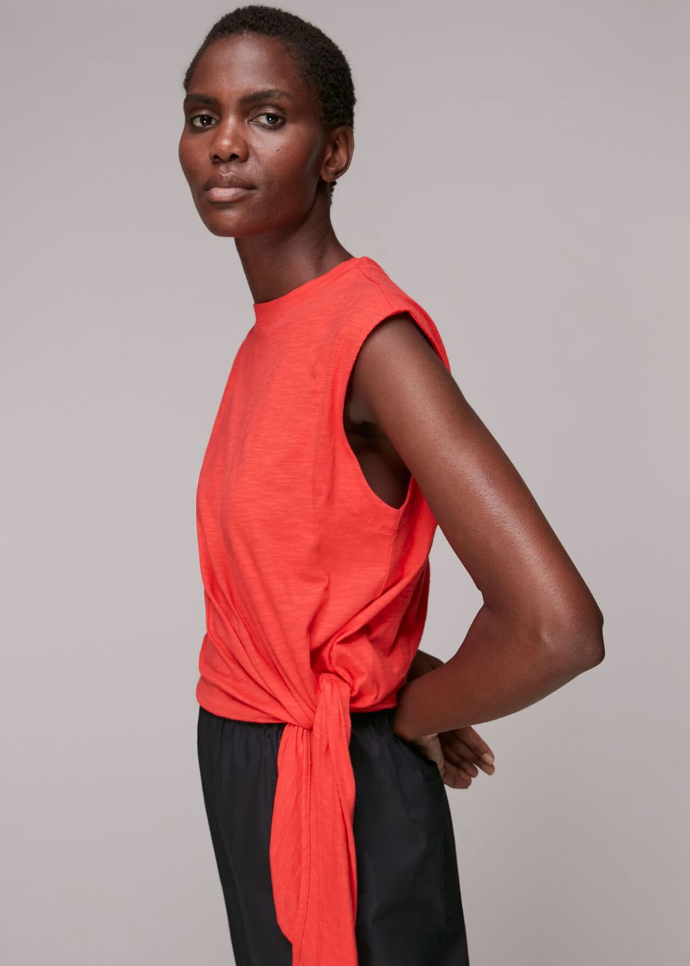 Whistles Sleeveless Tie Side Top Red | US-03567HSCI