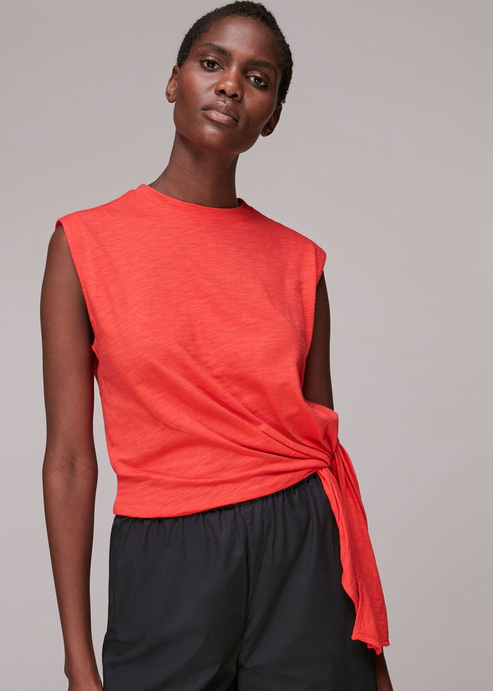 Whistles Sleeveless Tie Side Top Red | US-03567HSCI