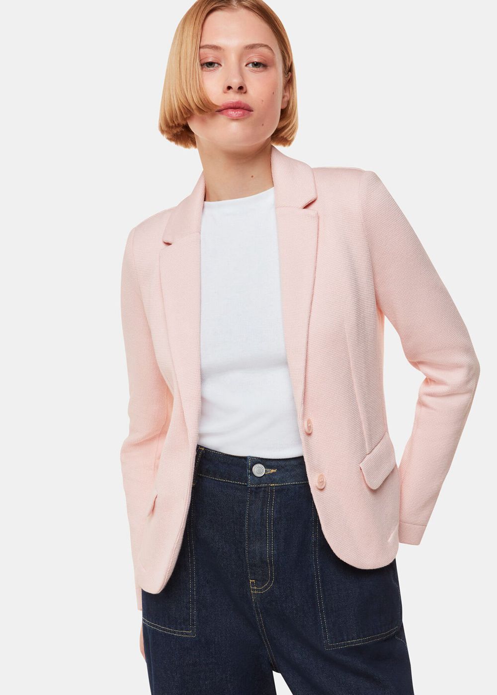 Whistles Slim Fit Jersey Jacket Pink | US-67359EKBT