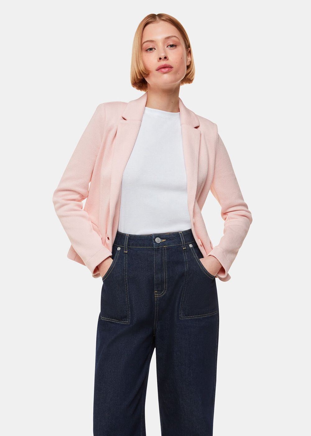 Whistles Slim Fit Jersey Jacket Pink | US-67359EKBT