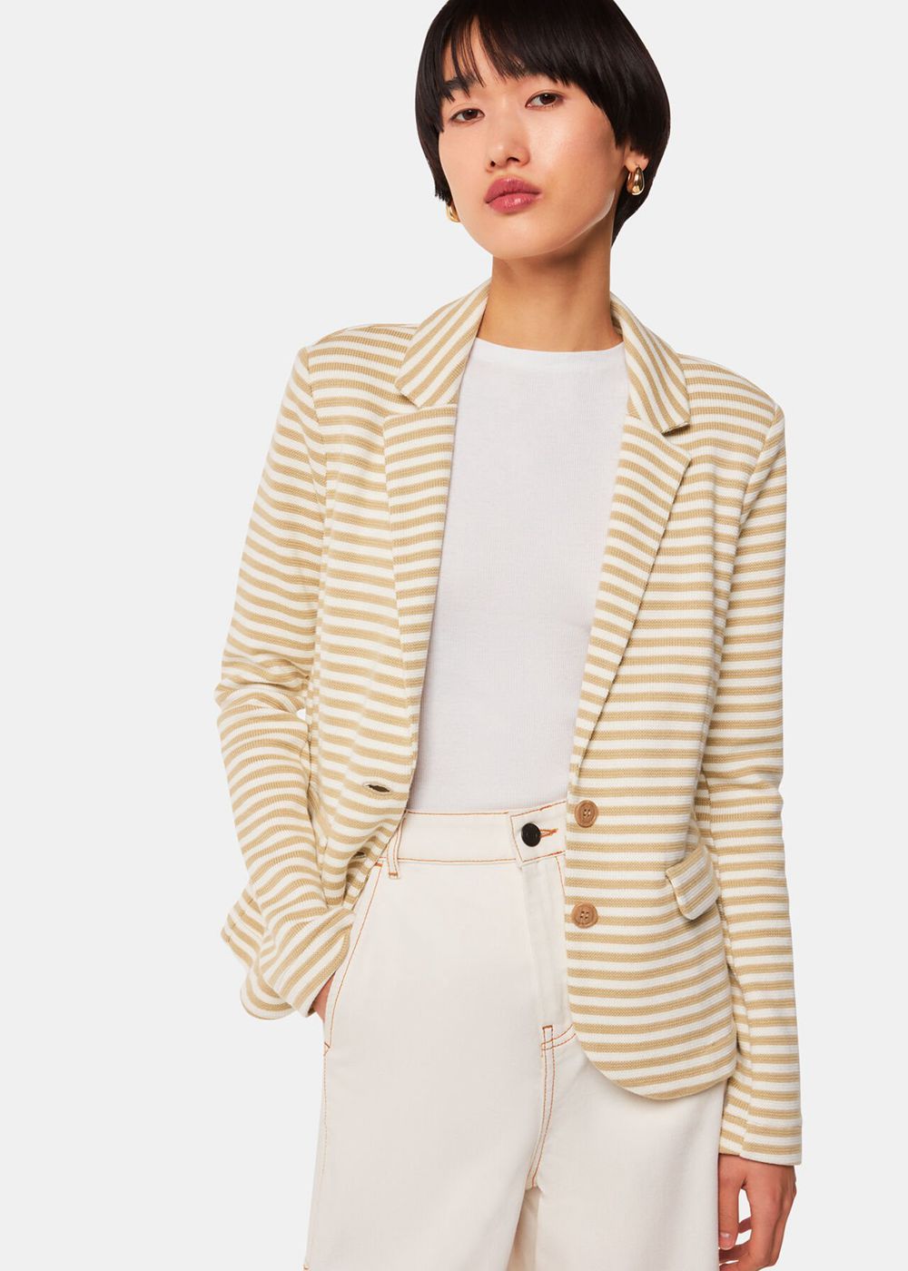 Whistles Slim Fit Jersey Jacket White / Multicolor | US-40827LFVW