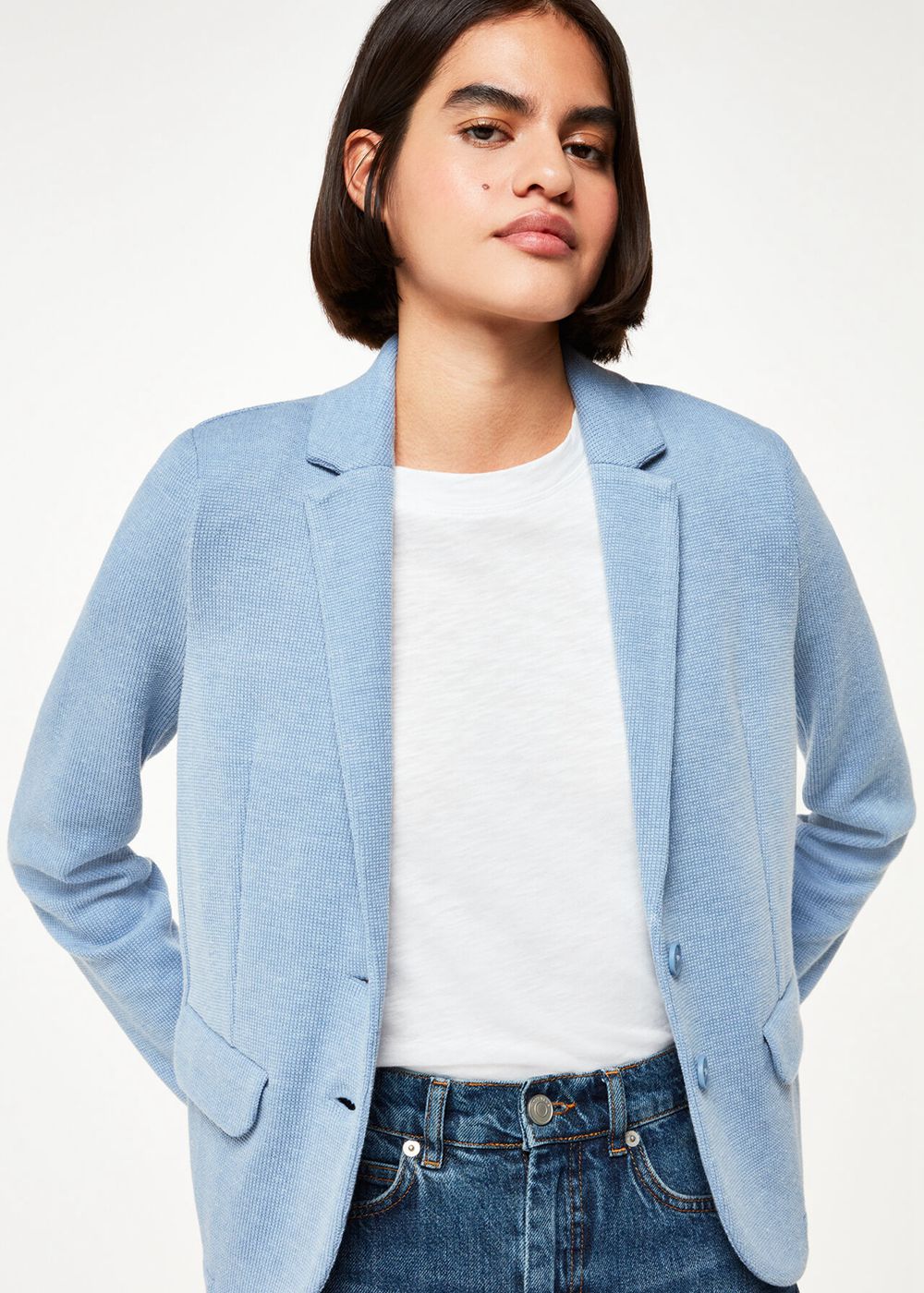 Whistles Slim Jersey Jacket Blue | US-48195GQDJ