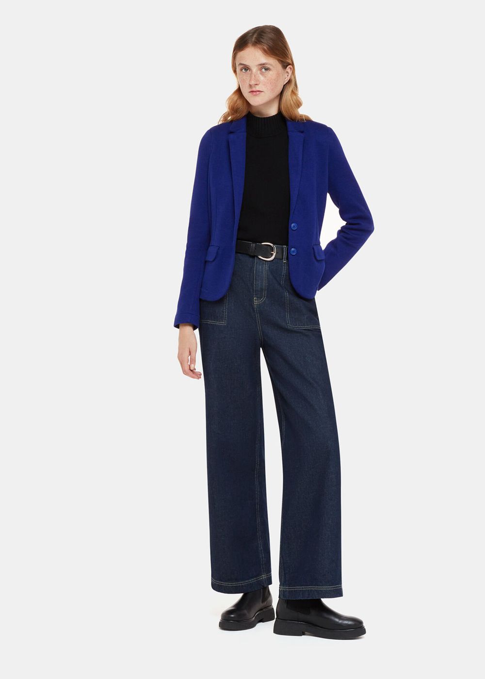 Whistles Slim Jersey Jacket Deep Blue | US-78135NHSG