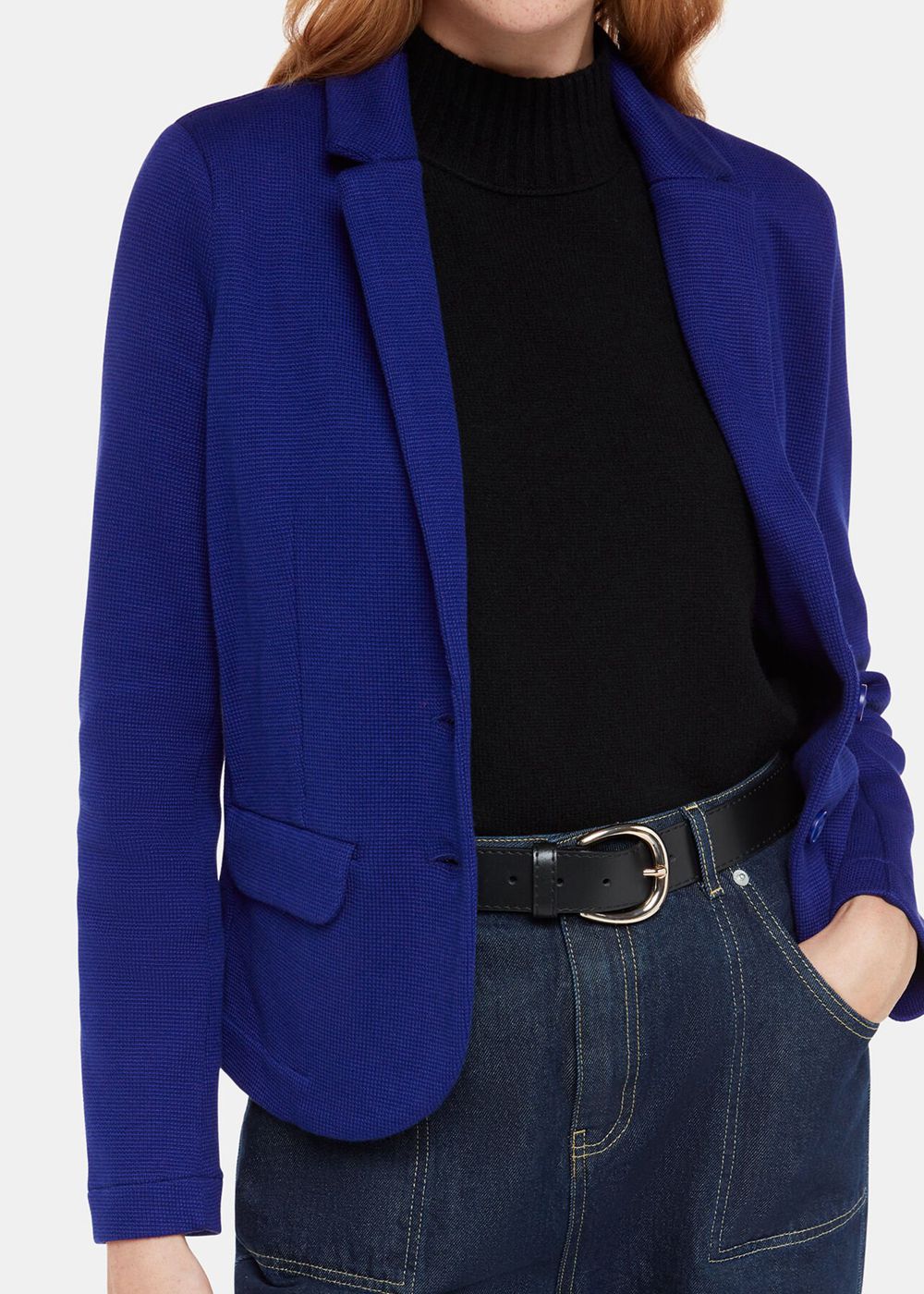 Whistles Slim Jersey Jacket Deep Blue | US-78135NHSG