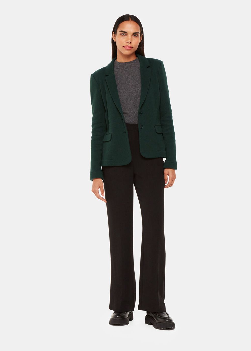 Whistles Slim Jersey Jacket Green | US-73984BRSA