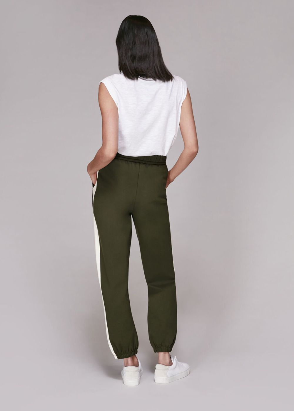 Whistles Slim Side Stripe Joggers Khaki | US-75304HGPE