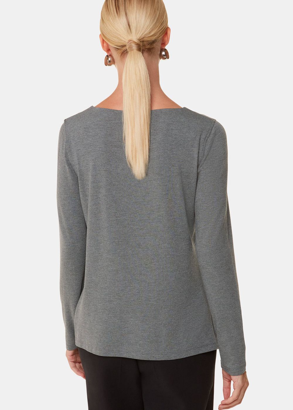 Whistles Slim Straight Neck Jersey Top Grey | US-54680IKOT