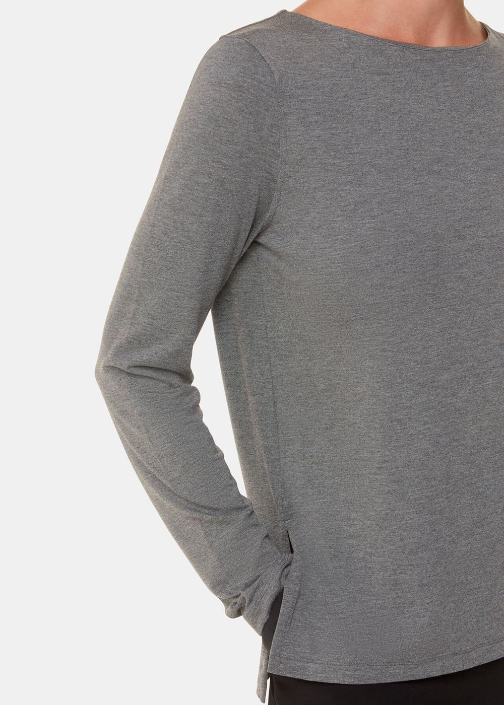 Whistles Slim Straight Neck Jersey Top Grey | US-54680IKOT