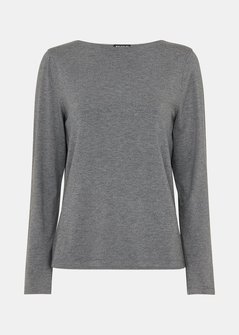 Whistles Slim Straight Neck Jersey Top Grey | US-54680IKOT