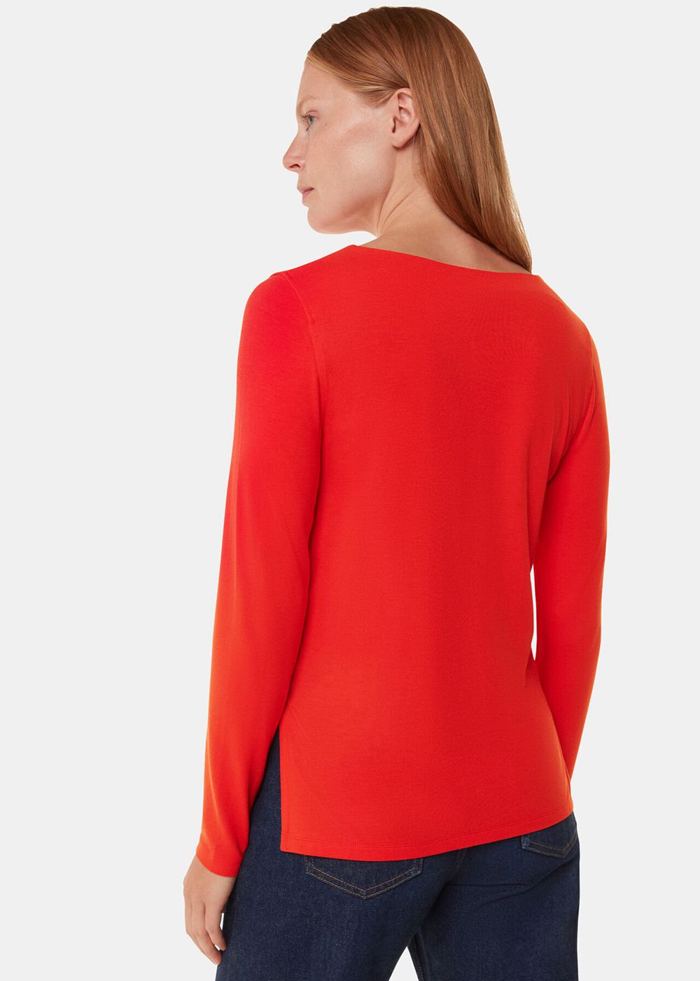 Whistles Slim Straight Neck Jersey Top Red | US-42073EZKC