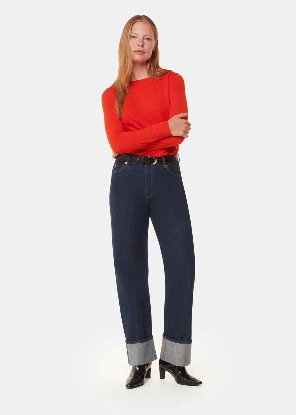 Whistles Slim Straight Neck Jersey Top Red | US-42073EZKC