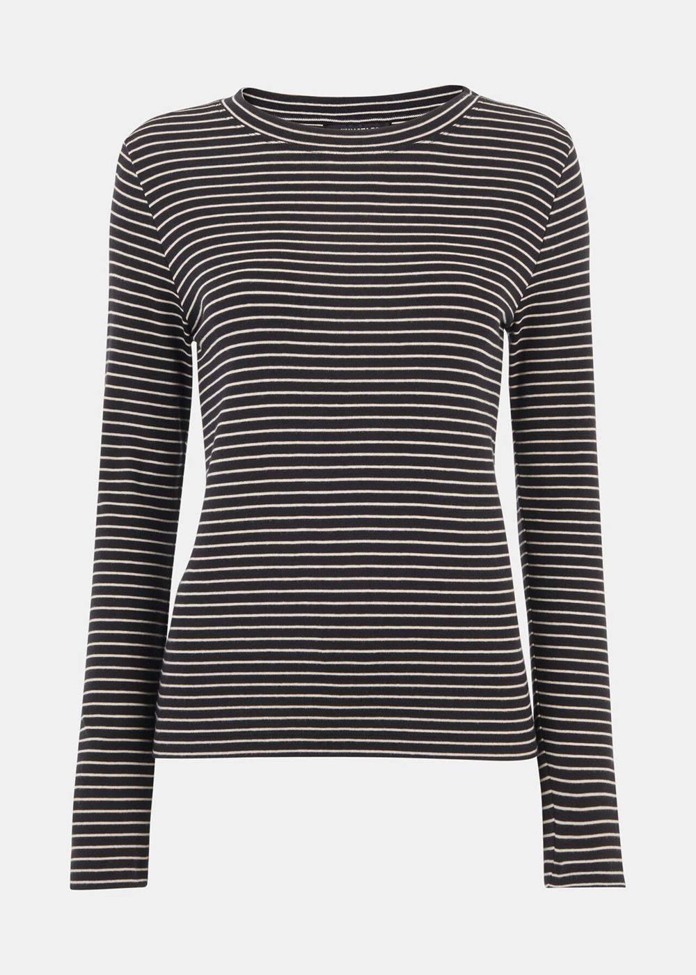 Whistles Slim Stripe Long Sleeve Crew Top Navy / Multicolor | US-84271NQGR