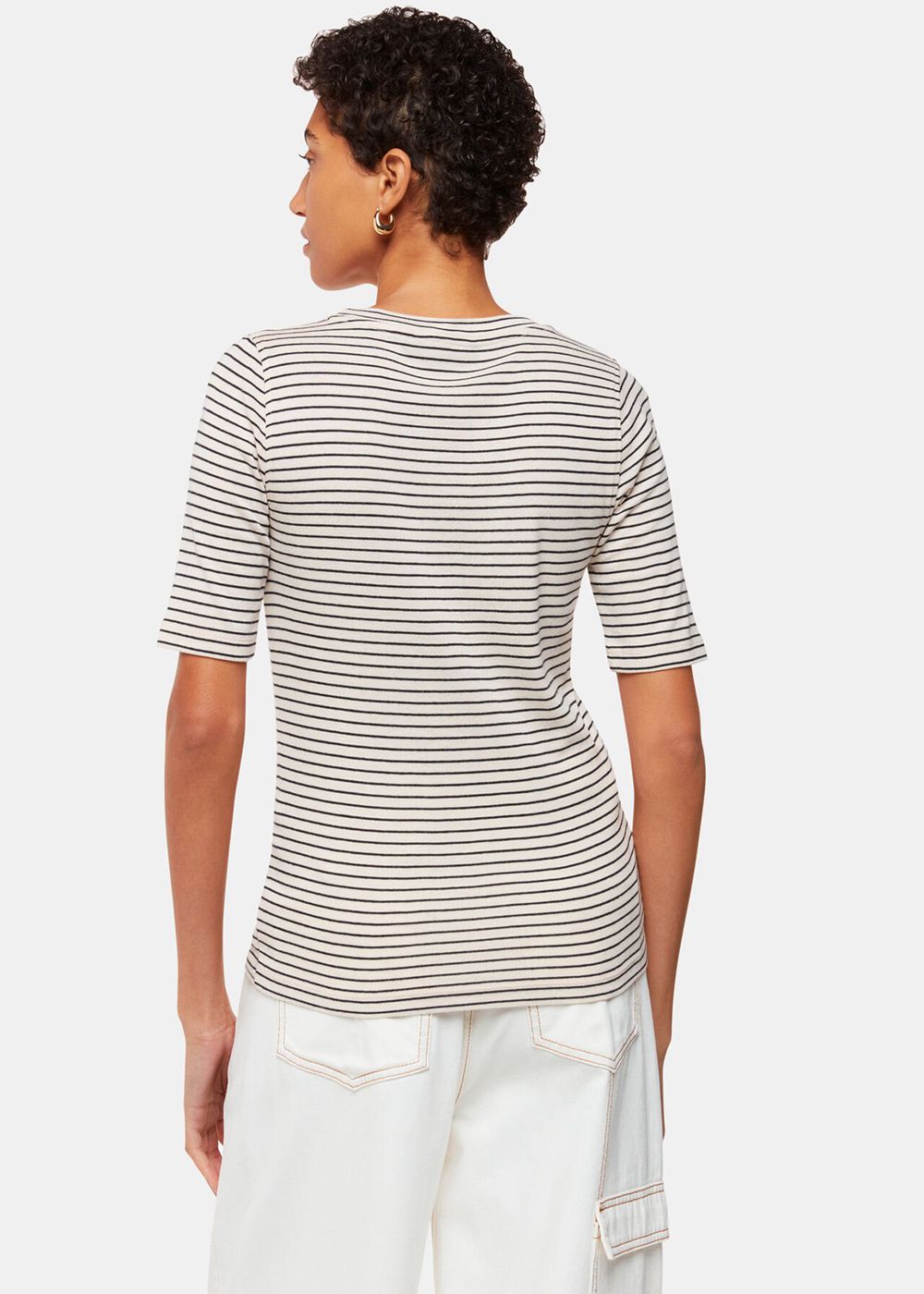 Whistles Slim Stripe T-Shirt Navy / Multicolor | US-97523GVBN