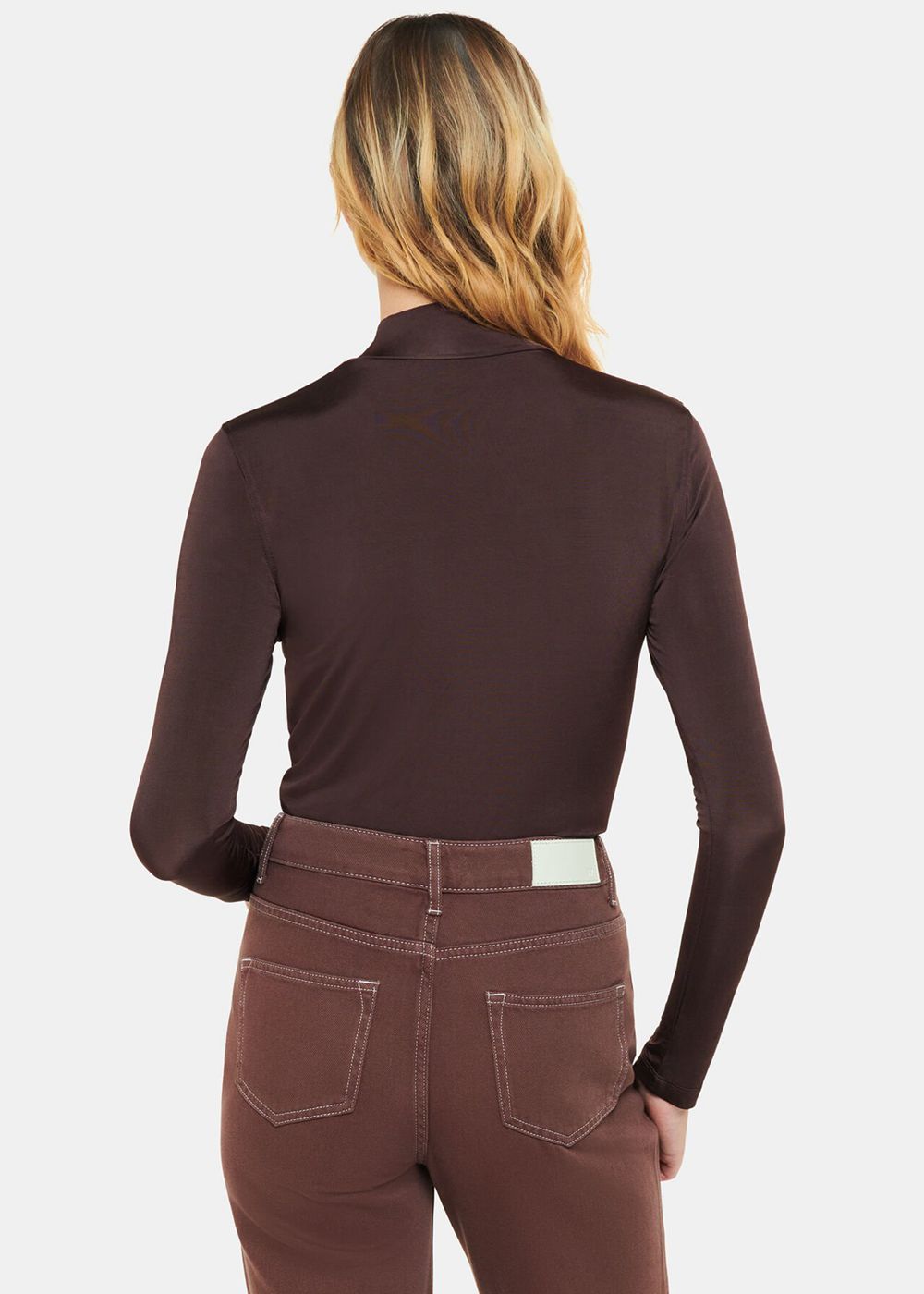 Whistles Slinky High Neck Top Chocolate | US-24751DLJF