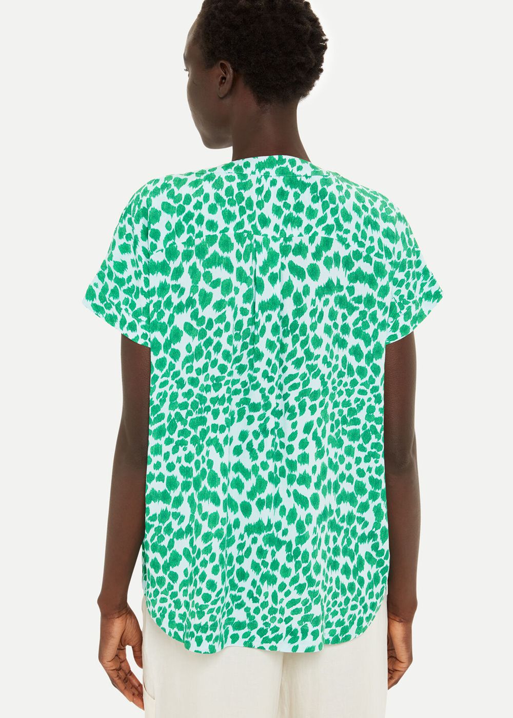 Whistles Smooth Leopard Print Blouse Green / Multicolor | US-17358YRGE