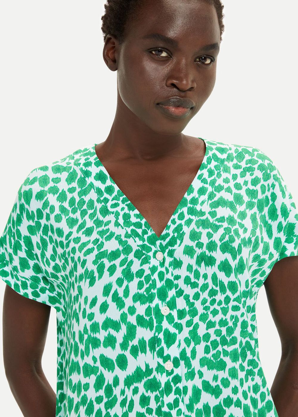 Whistles Smooth Leopard Print Blouse Green / Multicolor | US-17358YRGE