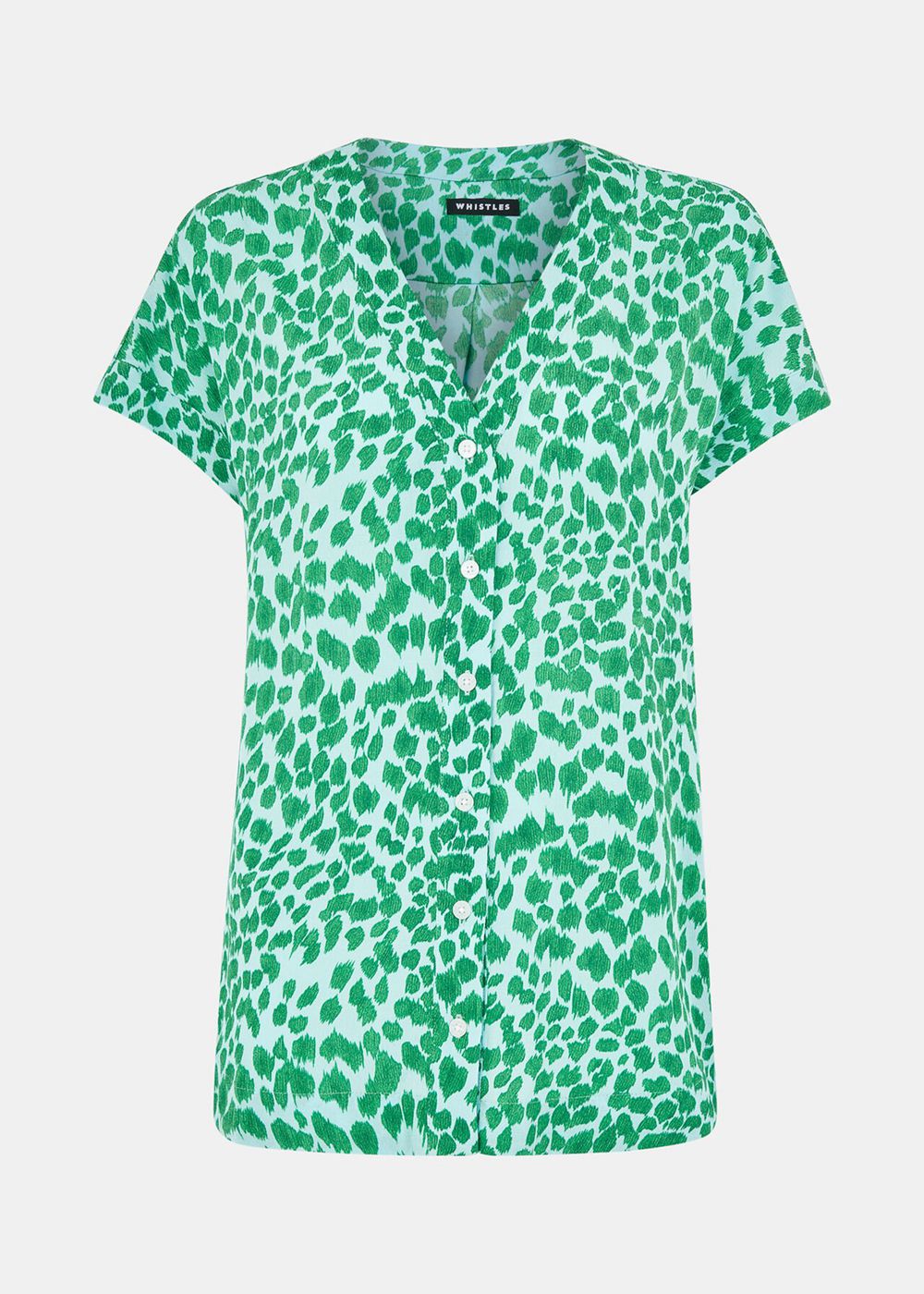 Whistles Smooth Leopard Print Blouse Green / Multicolor | US-17358YRGE