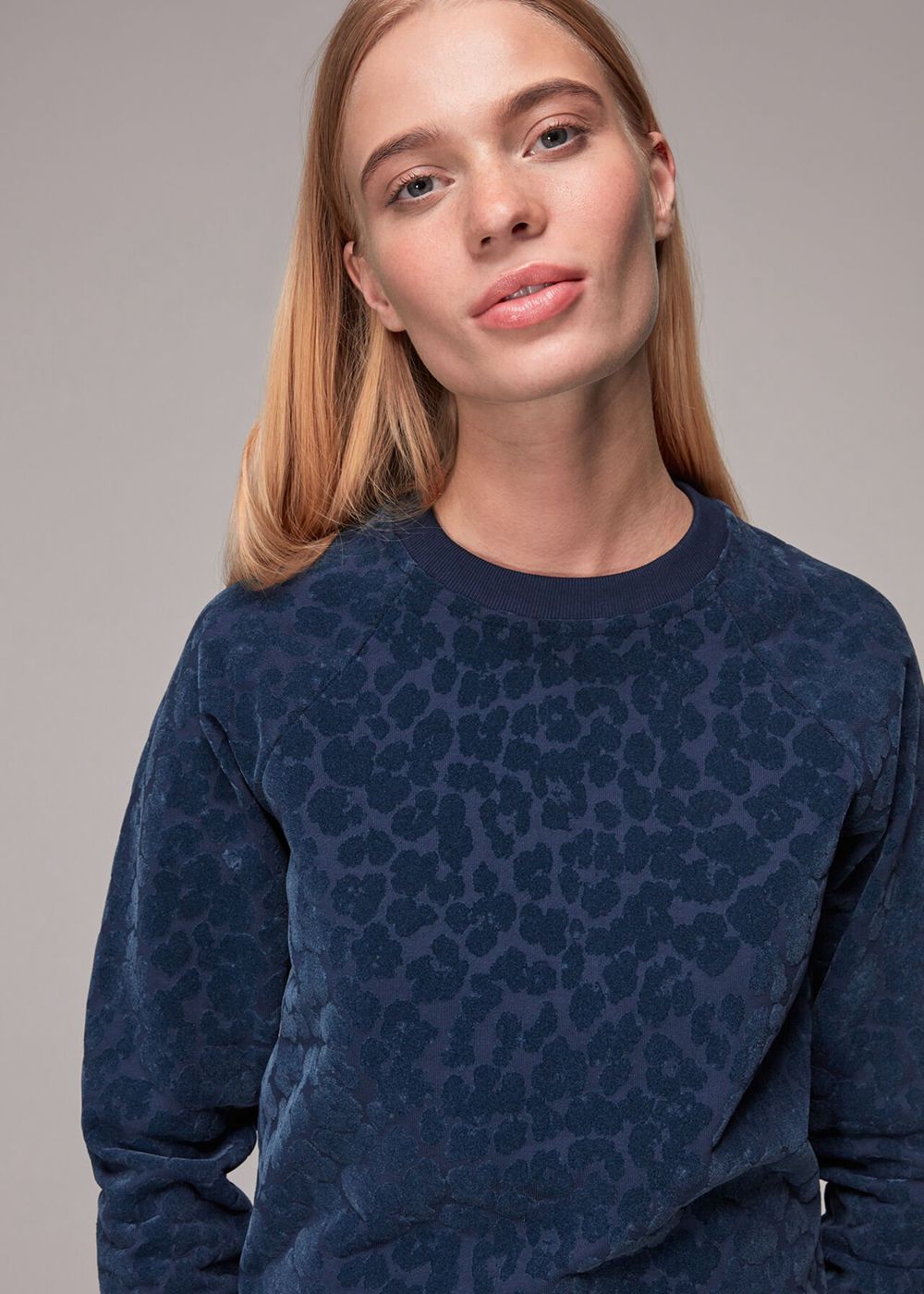 Whistles Smudge Animal Flocked Sweatshirt Navy | US-95082EABC