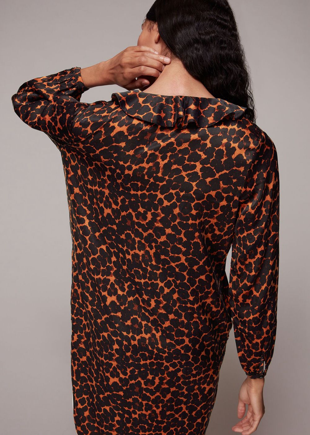 Whistles Smudge Animal Frill Dress Leopard | US-61025QLTC