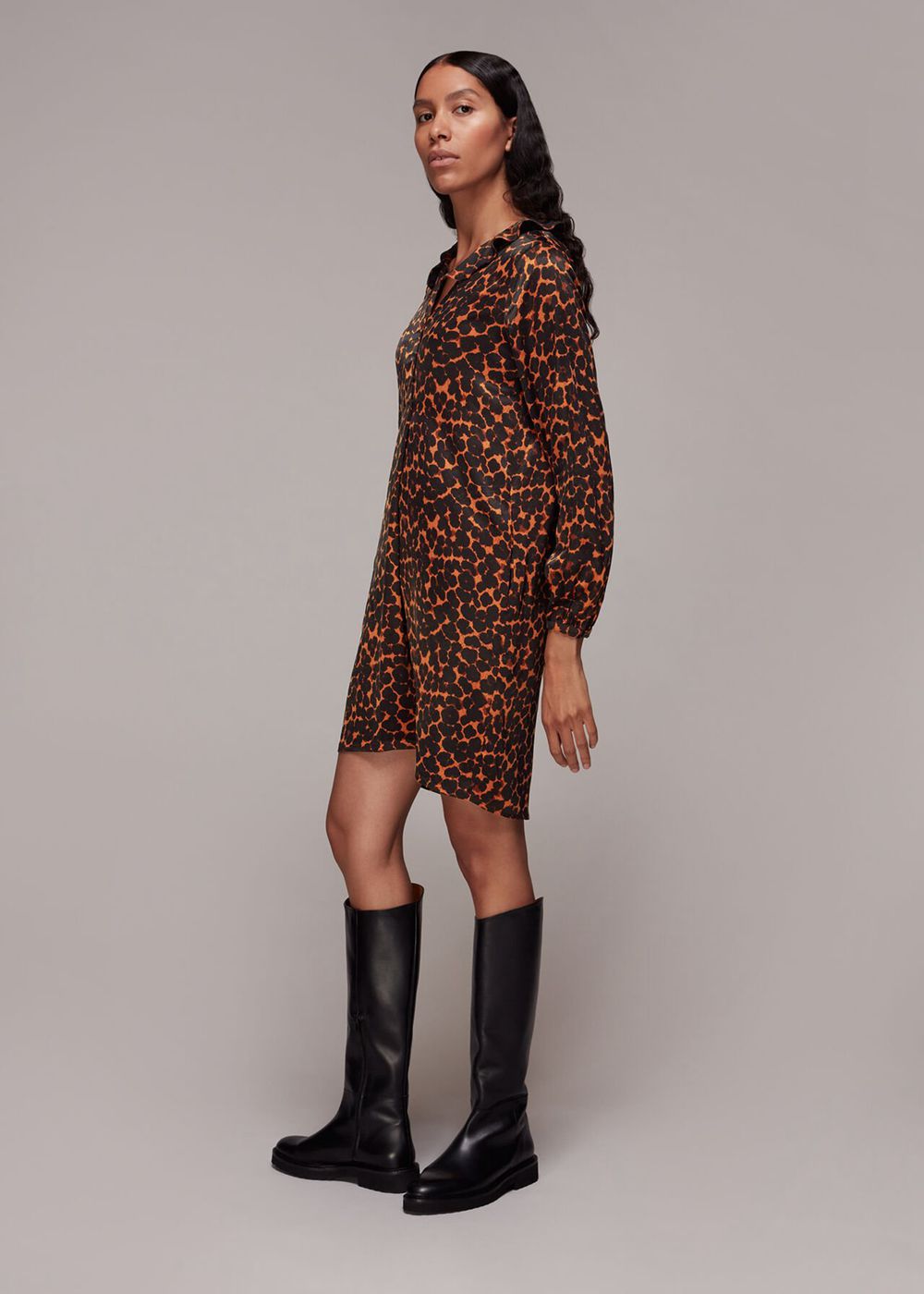 Whistles Smudge Animal Frill Dress Leopard | US-61025QLTC