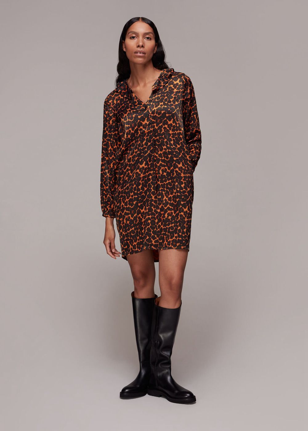 Whistles Smudge Animal Frill Dress Leopard | US-61025QLTC