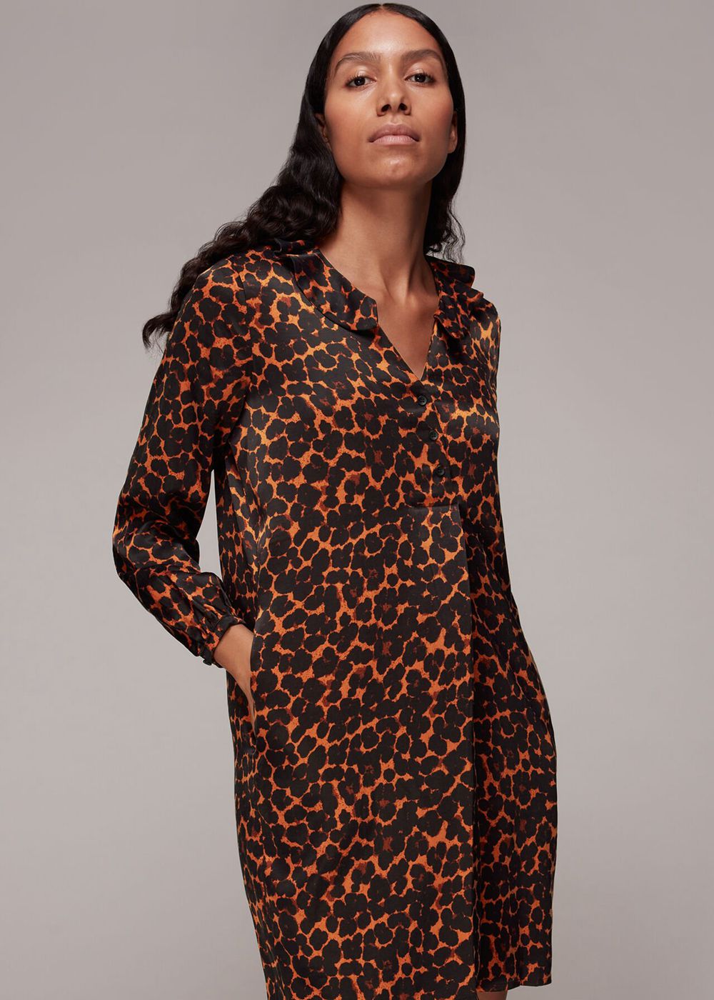 Whistles Smudge Animal Frill Dress Leopard | US-61025QLTC