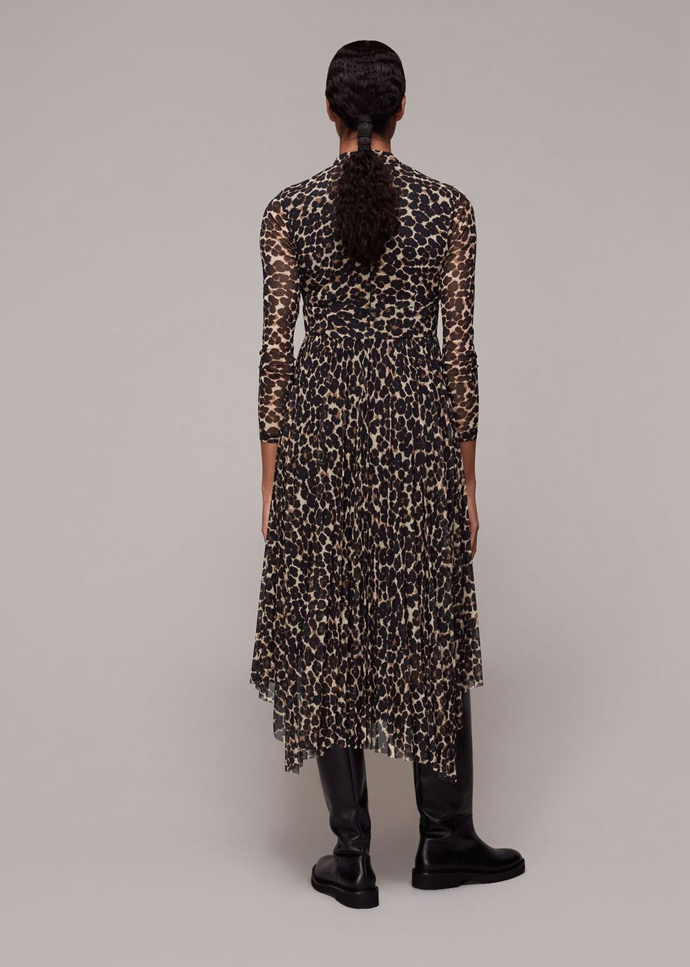 Whistles Smudge Animal Mesh Dress Leopard | US-16038LJQO