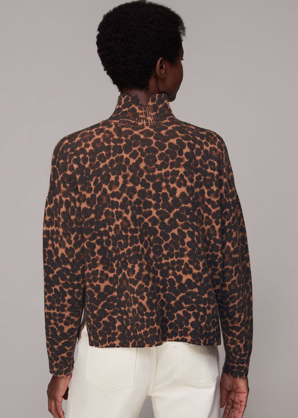 Whistles Smudge Animal Wool Split Knitwear Leopard | US-48029DBAN