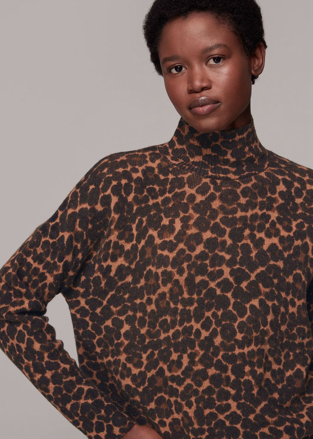 Whistles Smudge Animal Wool Split Knitwear Leopard | US-48029DBAN