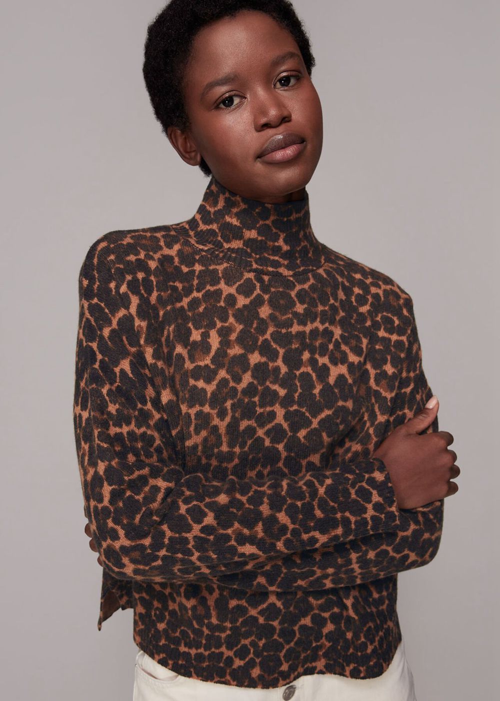 Whistles Smudge Animal Wool Split Knitwear Leopard | US-48029DBAN